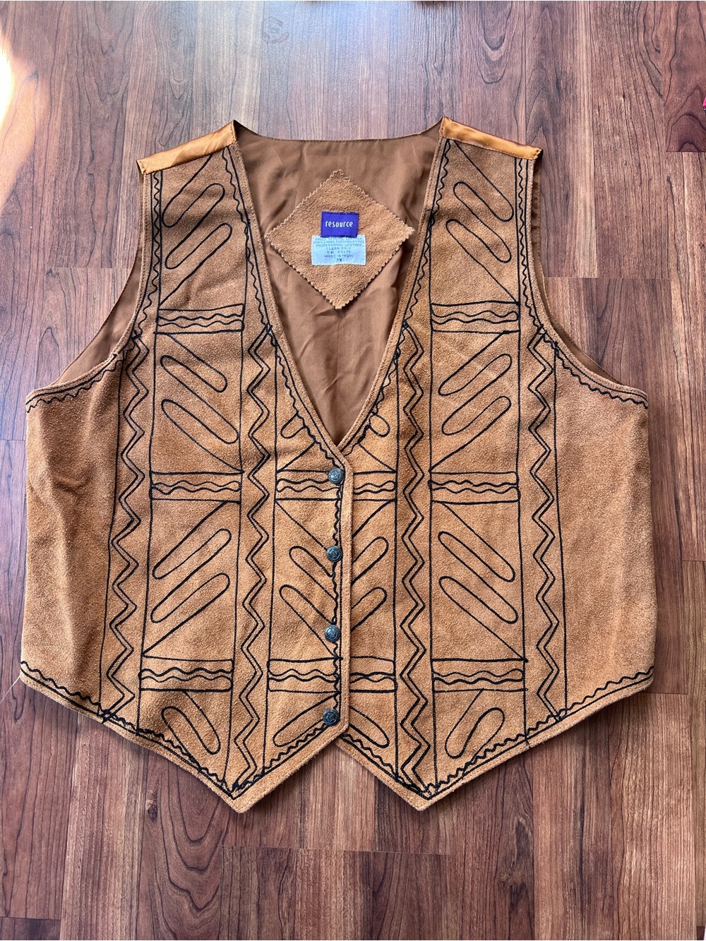 Resource Genuine Leather Suede Vest 2X Western Cowgirl Embroidered